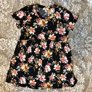 Haptics Vibrant Floral Black  Dress Large